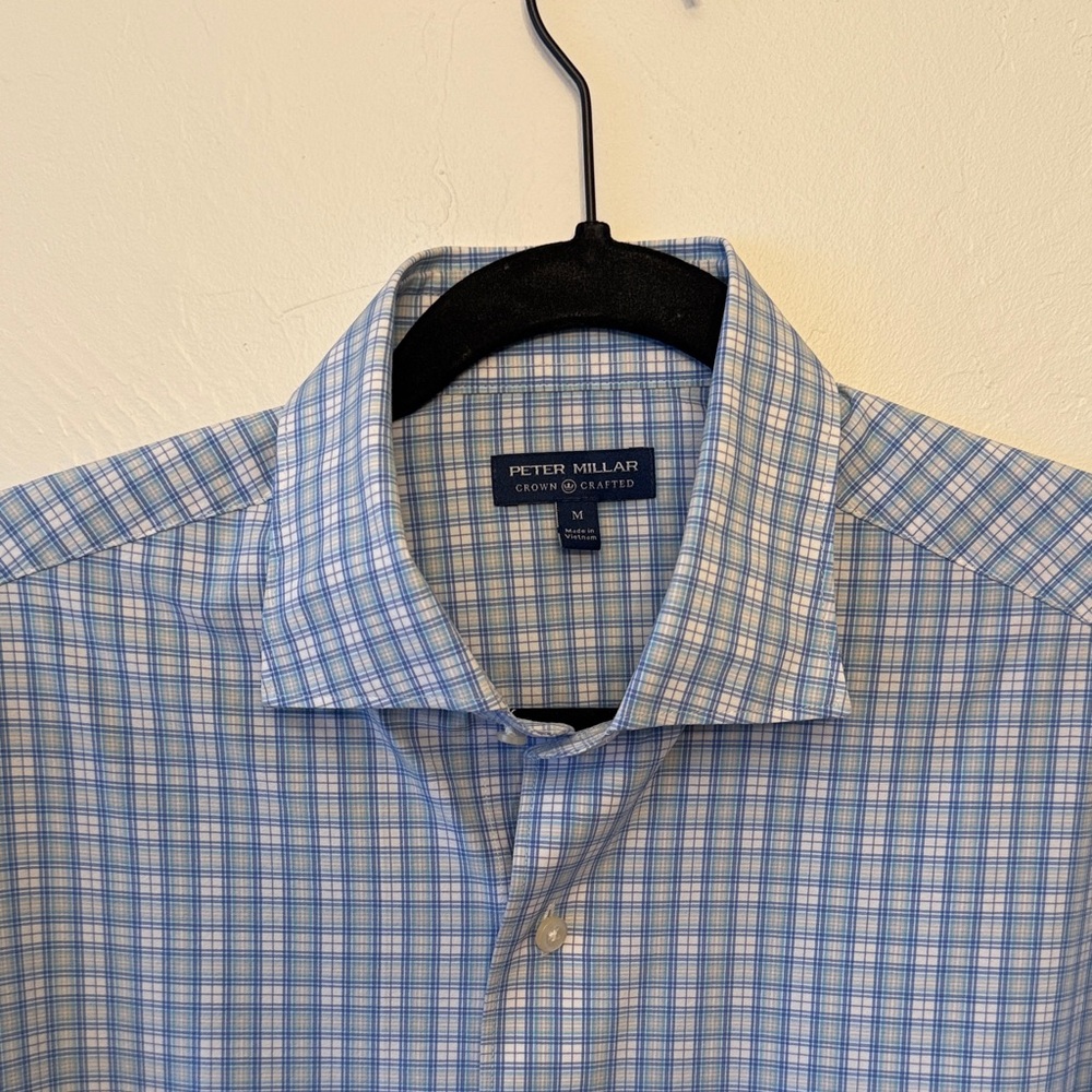 Peter Millar Blue and White Checkered Men's Shirt